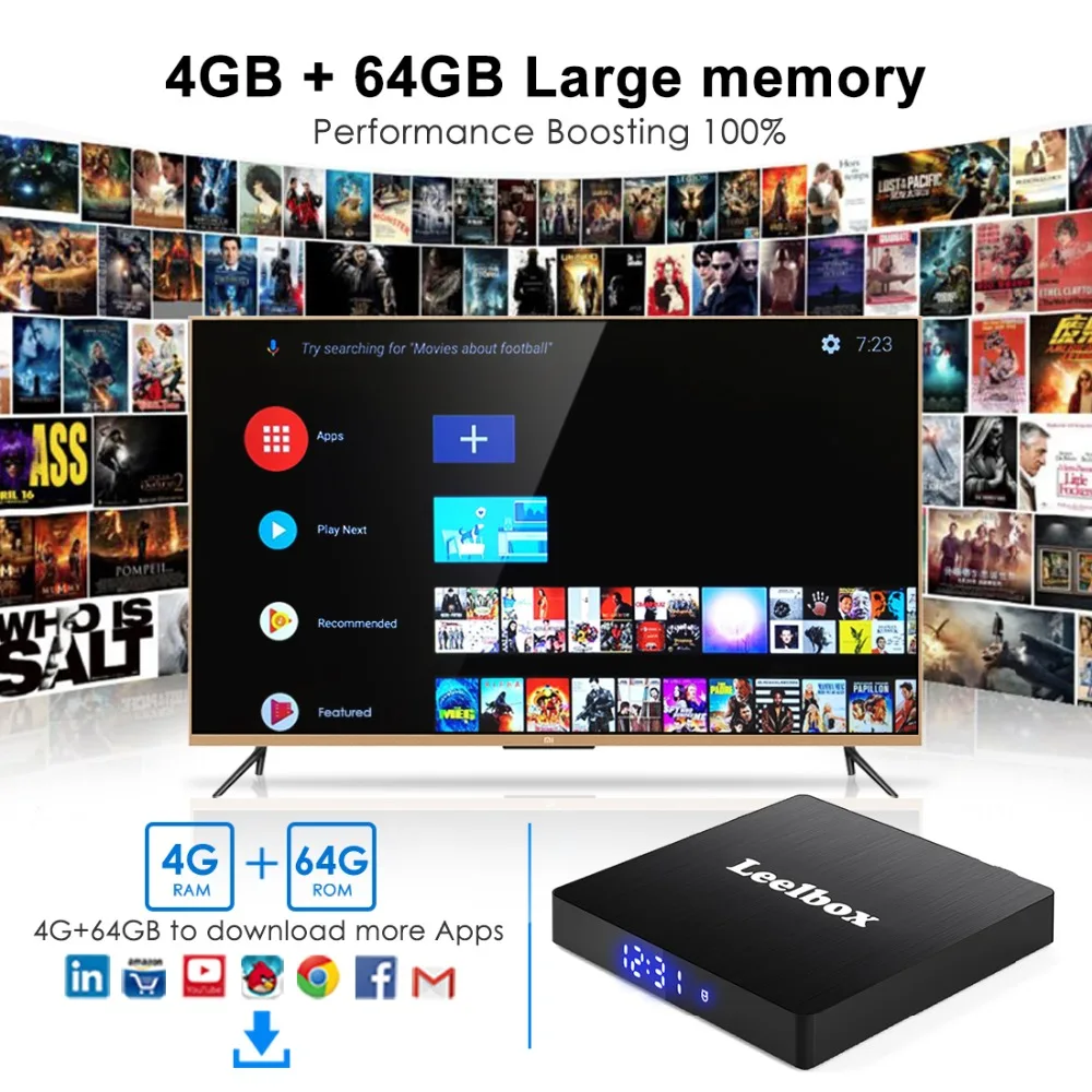 Leelbox Q4 Max Android 9 0 Smart tv Box 4 Гб ОЗУ 64 ПЗУ RK3328 четырехъядерный Встроенный Bluetooth 1 wifi ТВ