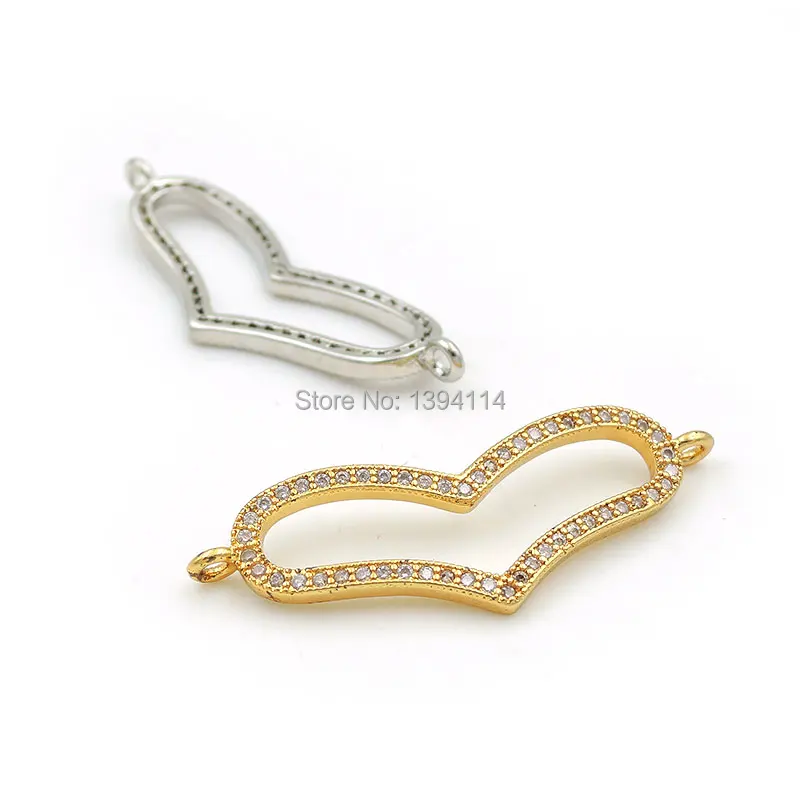 34*12*2 мм микро паве прозрачный CZ полый сердечко дуги разъем подходит для женщин