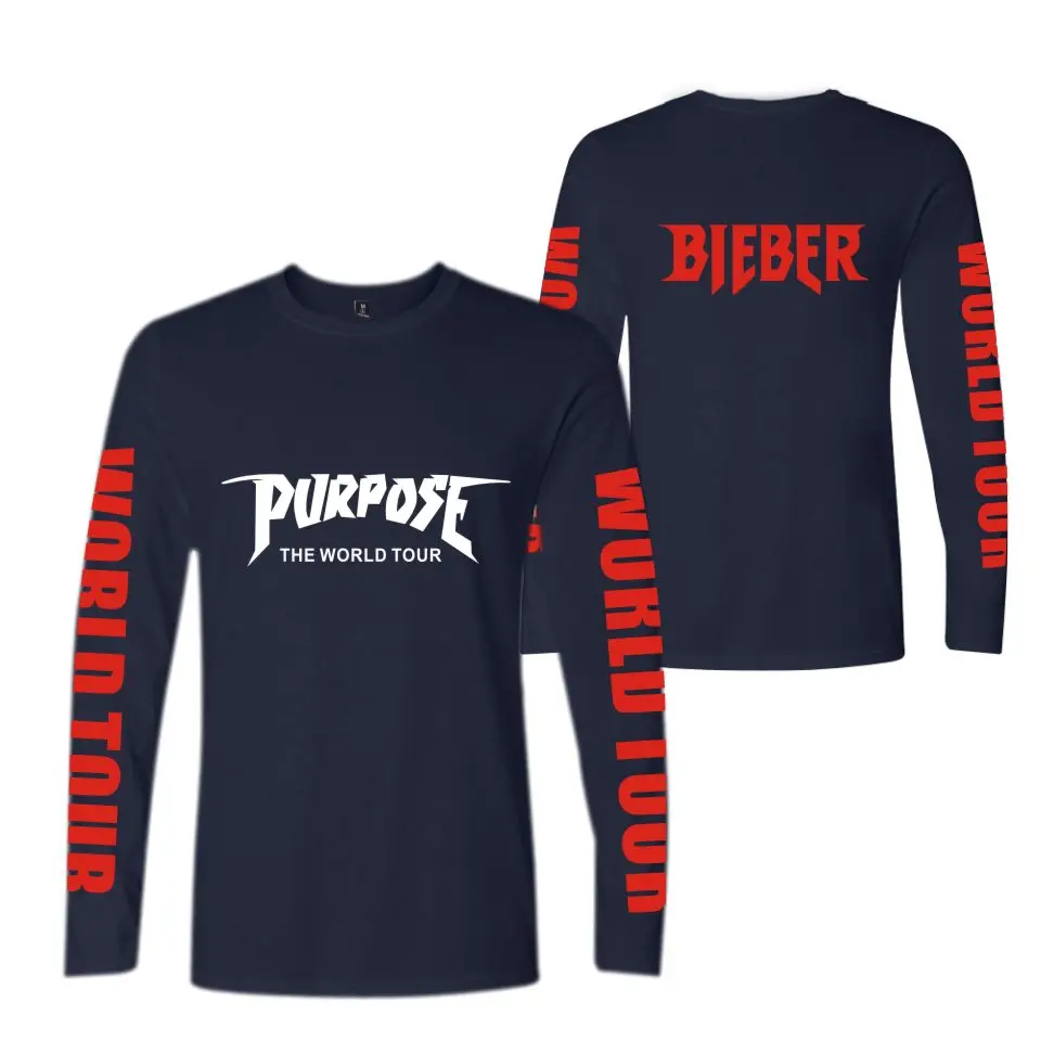 Футболка с длинным рукавом Justin Bieber хлопковая футболка для мужчин и женщин