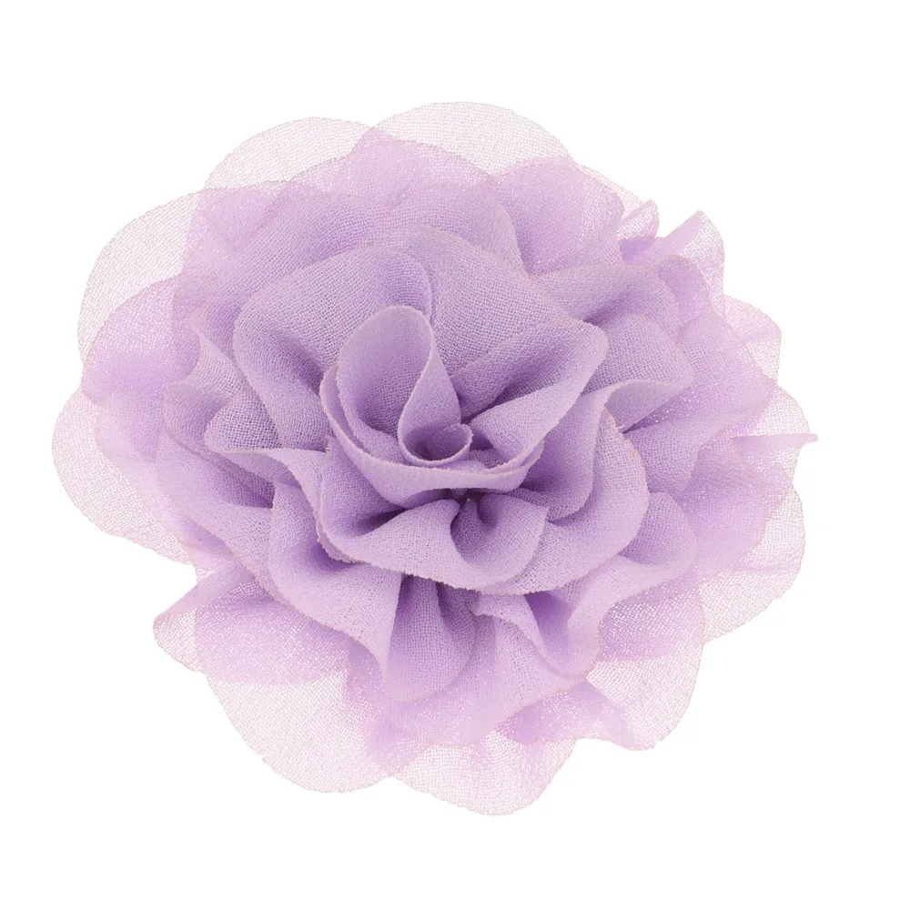 Lavender 12 шт. шифоновые оборки цветок для волос 7 см шифоновые цветы аксессуары для волос модный аксессуар свадебное украшение цветок для повязки на голову - Цвет: Lavender