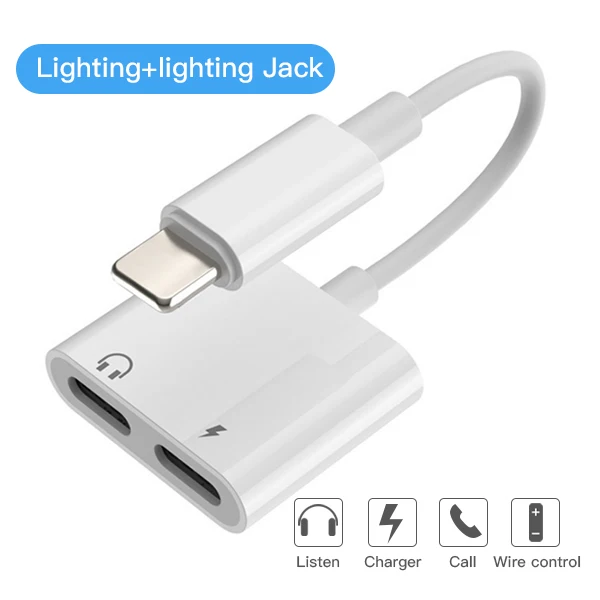 Double Lighting Jack Адаптер ACCEZZ для iPhone 2 в 1 для Apple iPhone XS MAX XR X 7 8 Plus IOS 12 3,5 мм переходник для наушников Aux сплиттер кабеля - Цвет: Double Lighting Jack