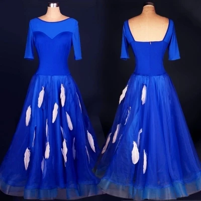 

Костюмы для бальных танцев, пикантное платье из спандекса с рукавами и перьями для соревнований по бальному танцу, женская одежда