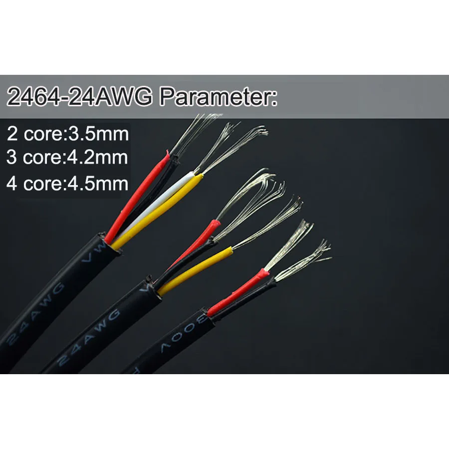 EClyxun 10 метров ПВХ кабель куртка UL2464 2C/3C/4C/5C 24AWG многожильный луженый медный провод