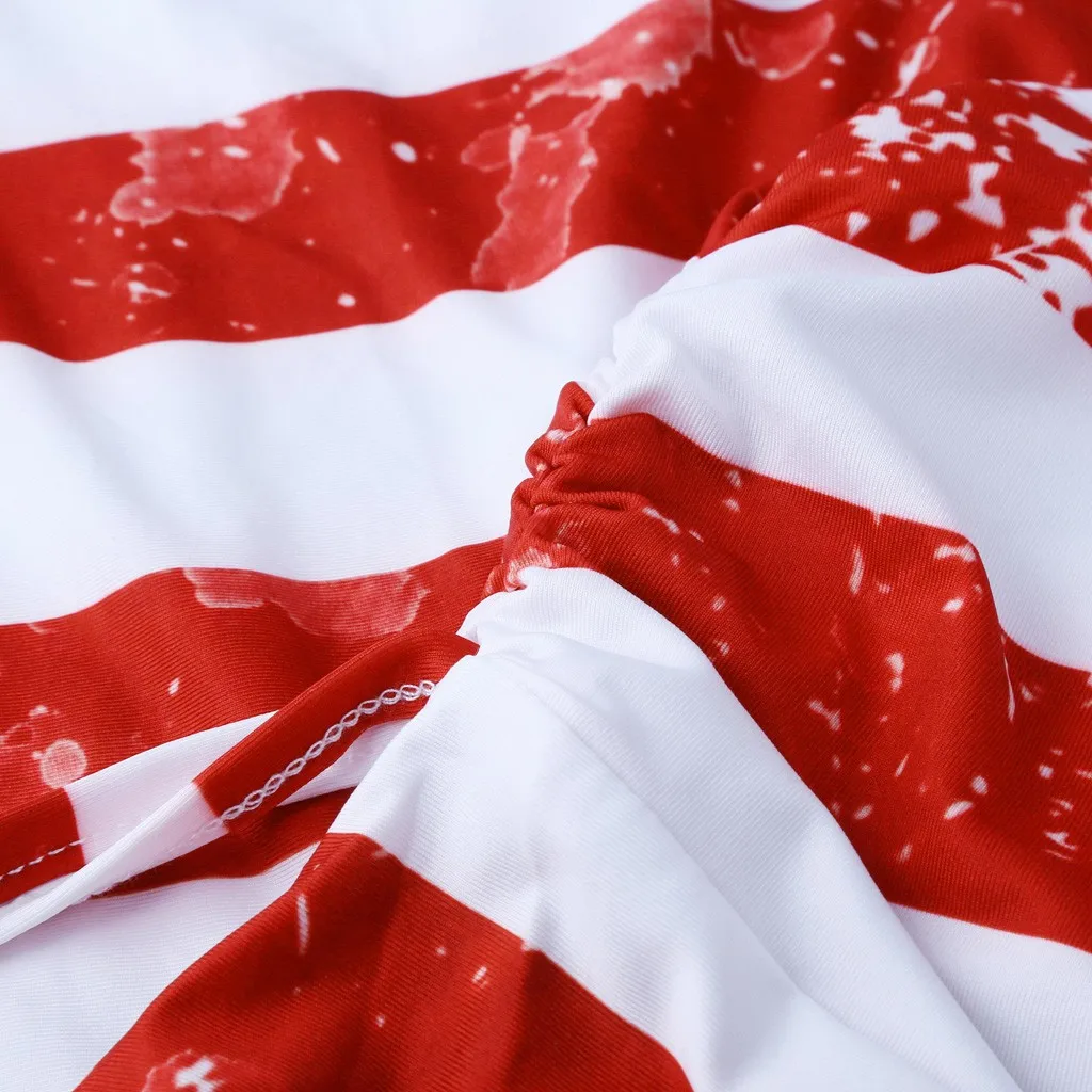 Женский короткий рукав патриотические полосы сердце с американским флагом