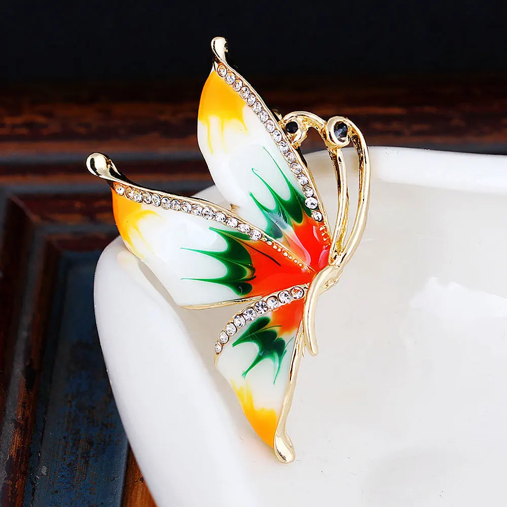 PULATU ручная роспись броши в виде бабочки для женщин цветная эмаль сплав мозаика