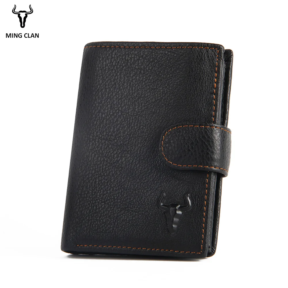2019 Leather Men Wallets With 2 ID Windows And Coin Pocket Card Wallet for Men Authentic Leather Wallets Men Money Bag