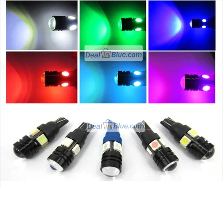 10pcs X T10 LED 4SMD W5W Auto Car Lamp 12V Light Bulbs Clearance Lights with Projector Lens Condenser + Astigmatism Decoding|lamp holder switch|lamp