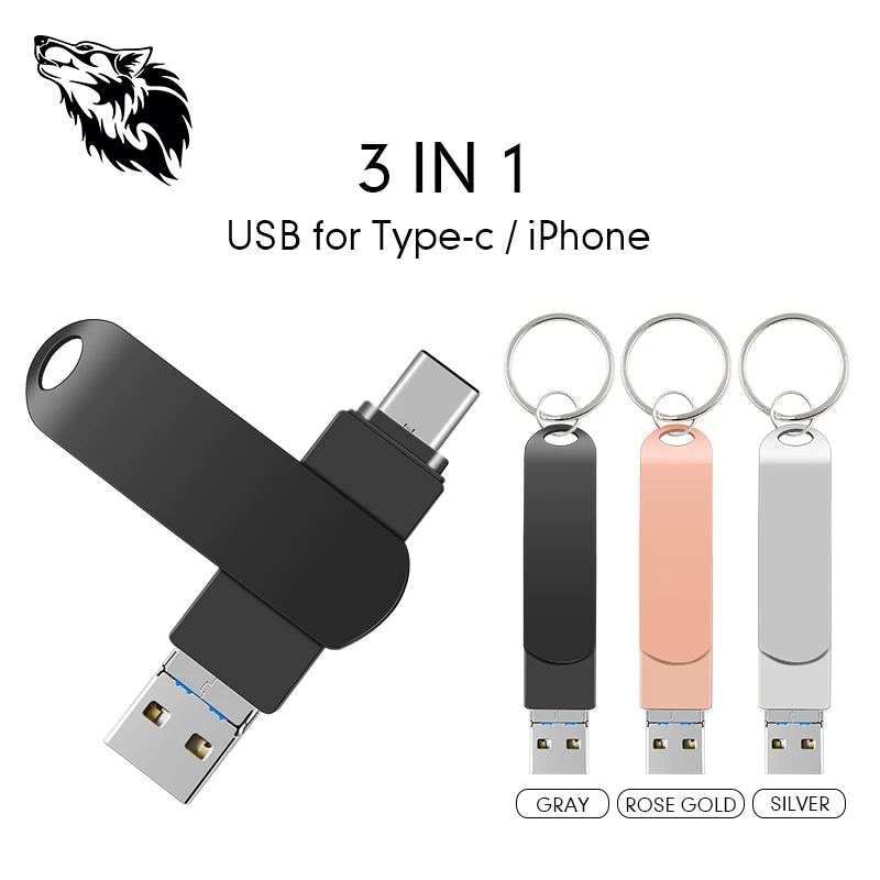 Горячая Распродажа Тип C 3в1 USB флэш накопитель 64 ГБ флеш 32 16 8 пакет для iPhone|USB