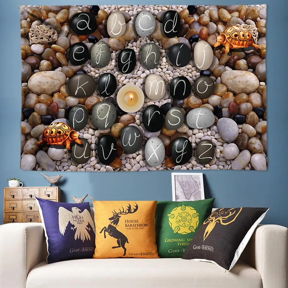 3D гобелен настенный начальная надпись A Z булыжник украшение бохо мандала хиппи