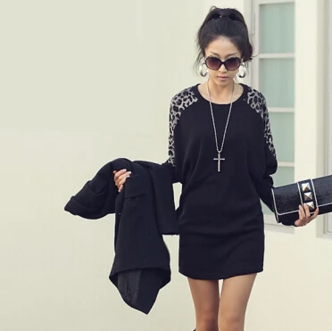 2014 Women's Sexy Leopard Split Long Sleeves Lady Blouse Casual Tops T Shirt Free Shipping HR-0140 | Женская одежда