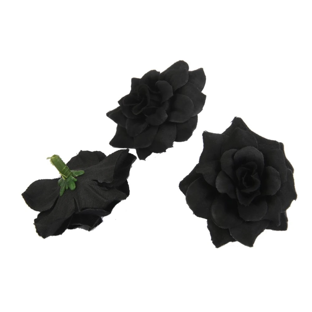 Beautiful Artificial Rose Flower For Wedding Headwear 4.5Cm 50Pcs Black | Дом и сад
