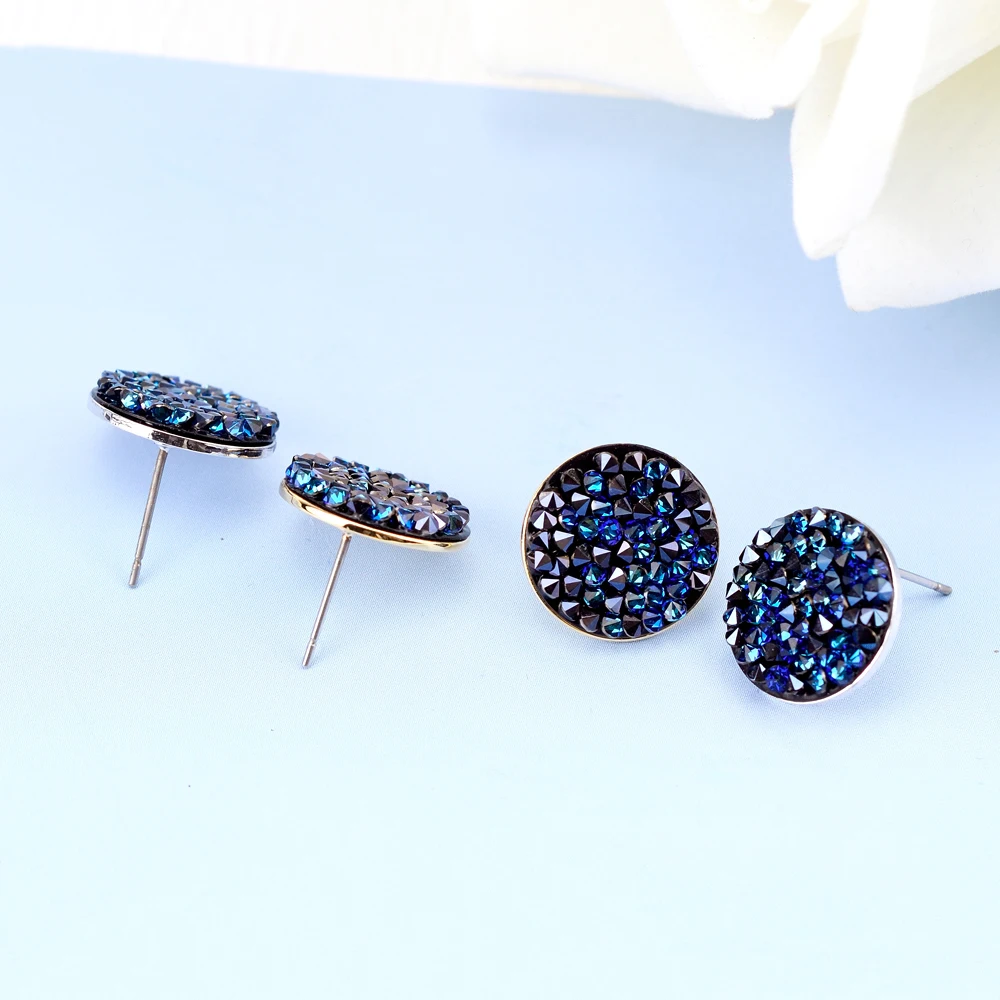 Женские круглые серьги гвоздики с кристаллами Swarovski|Серьги-гвоздики| |