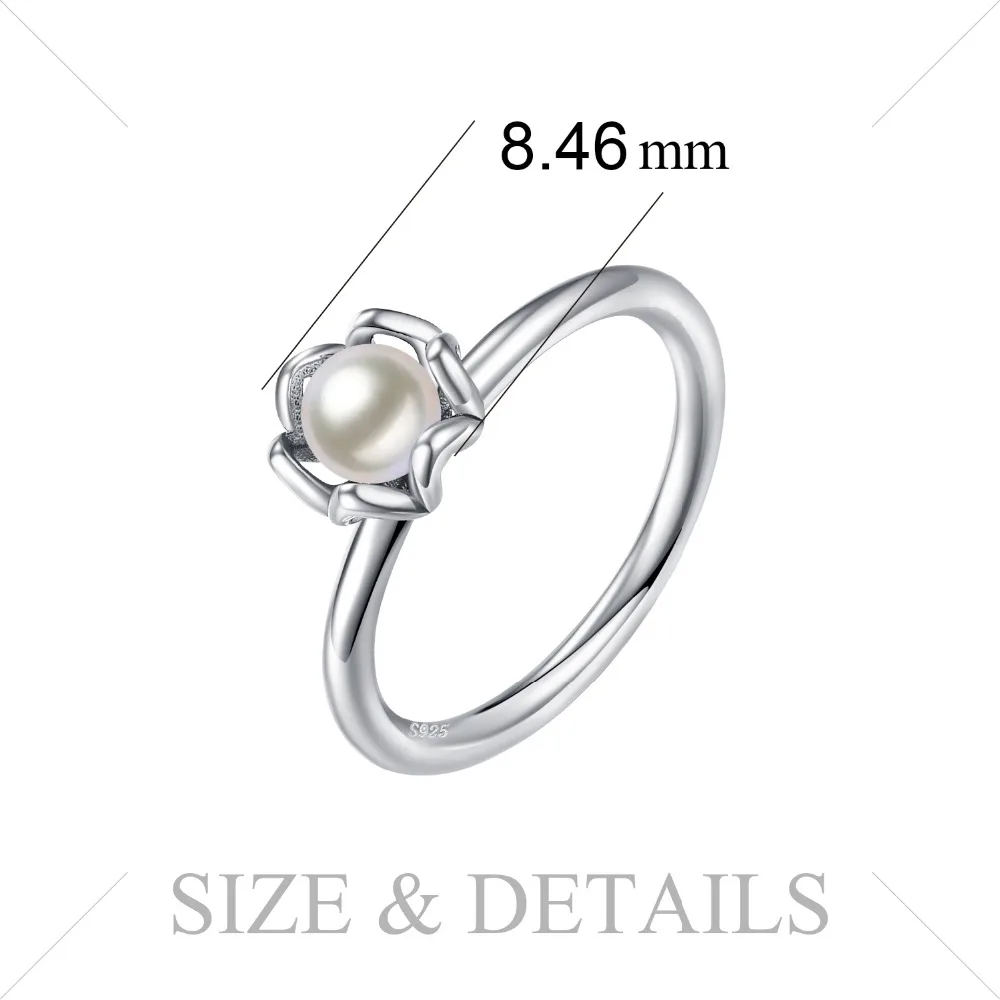 Jewelrypalace 2ct круглый форма культивированный жемчуг Solitaire цветок кольцо 925 пробы