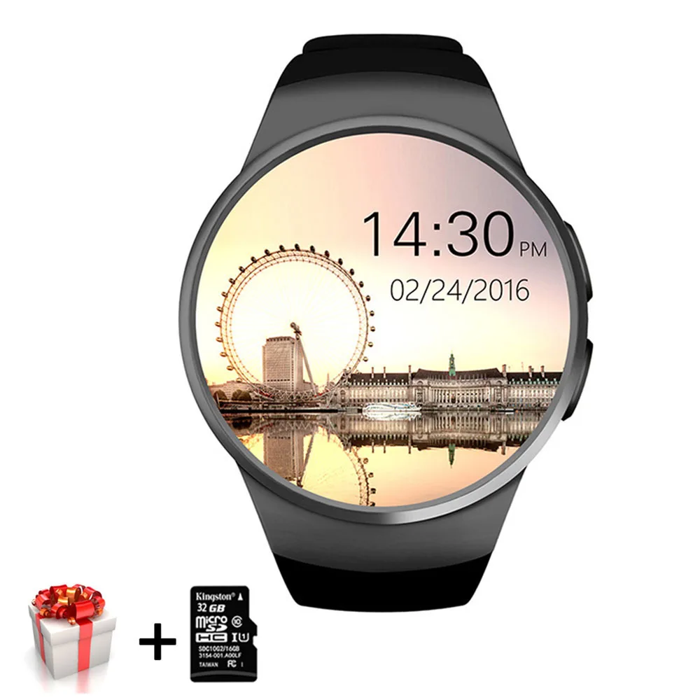 Смарт часы для мужчин KW18, Bluetooth, фитнес браслет, пульсометр, шагомер, SIM, умные часы, ответ на вызов, TF, телефон, часы для Android IOS - Цвет: Black 32TF