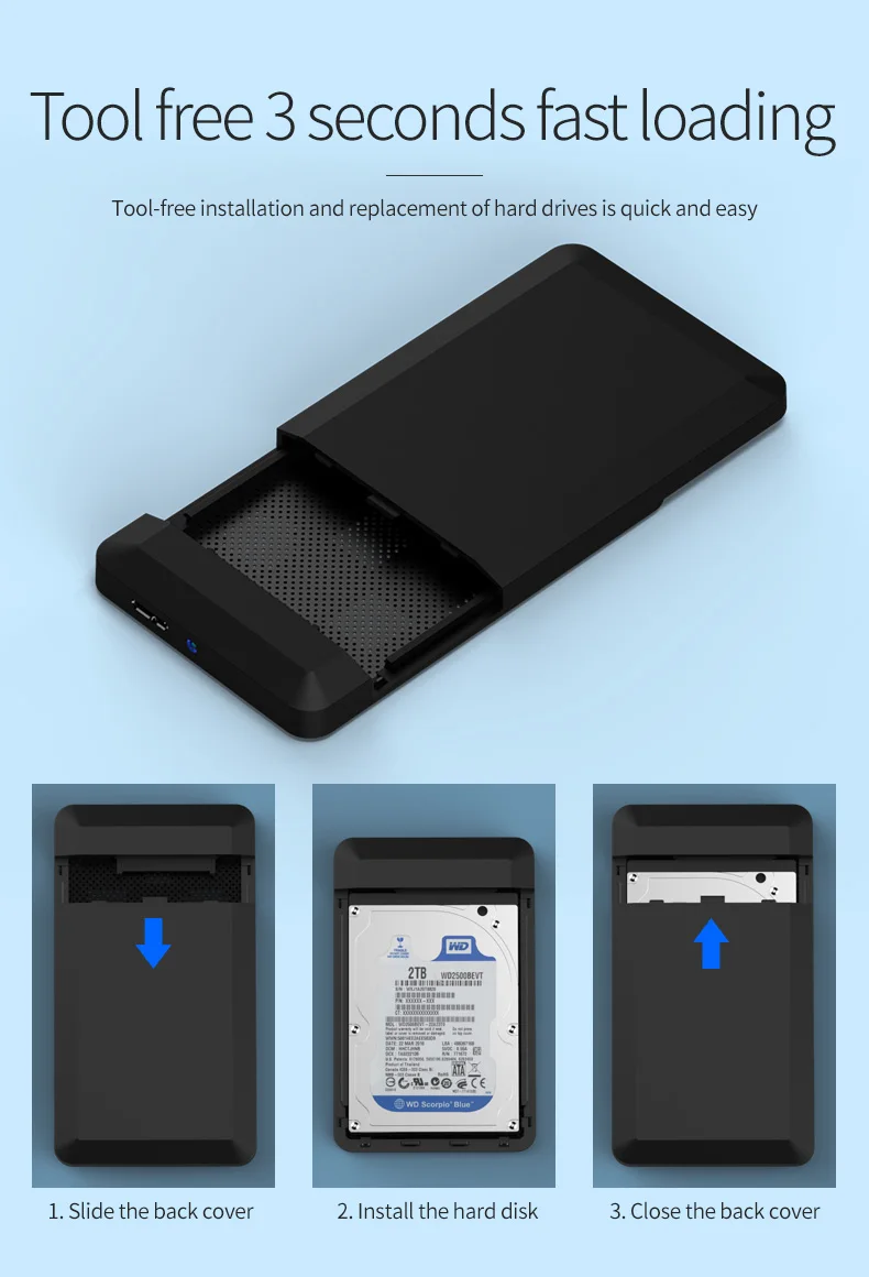 Blueendless 2,5 'внешний корпус HDD корпус пластиковый Sata USB HD Caddy USB жесткий диск коробка ноутбук внешний жесткий диск корпус