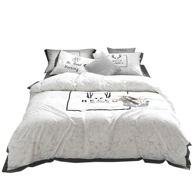 Новые однотонные Роскошные комплекты постельного белья с вышивкой постельное