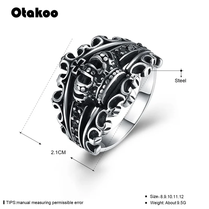 Otakoo черепа, кольцо байкера ювелирные изделия из нержавеющей стали классические панк 316L титановая сталь Череп Корона Кольца для мужчин