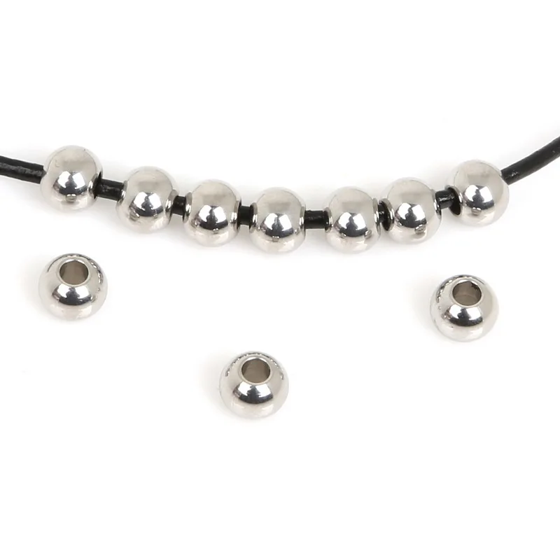 Лидер продаж 5 ~ 50 шт./лот бусины из нержавеющей стали круглой формы для