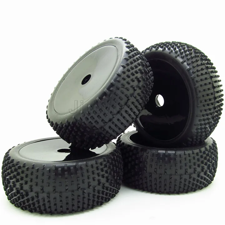 4 ШТ. RC 1:8 Off Road Car Buggy Резиновых Шин и Пластиковых Черные Колесные Диски HUB HEX 17 мм |