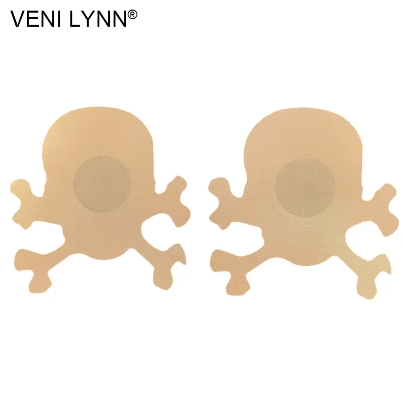 VENI LYNN 4 Pairs Skull Pasties Head Crossbone Shape Disposable Nipple Stickers Breast Petals Boob for Women Bust | Женская одежда
