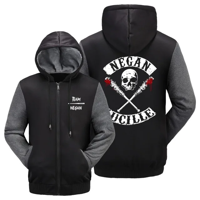 Dropshipping The Walking Dead Negan LUCILLE Rick Grimes Thickening Cotton-Padded Jacket Daryl Dixon Winter Warm Flannel Hoodie | Мужская