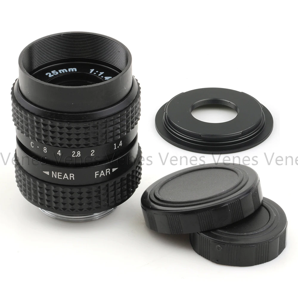 25mm f1.4 CC TV C mount Lens + C to Micro M4/3 / NEX / N1 / Pentax Q  /Fuji / M M2 Adapter Suit For Sony Camera + Lens Cap images - 6