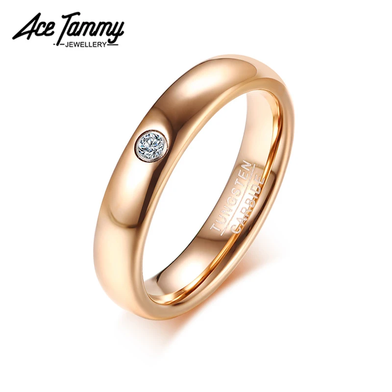 Кольцо из карбида вольфрама с фианитом 4 мм|Обручальные кольца| |