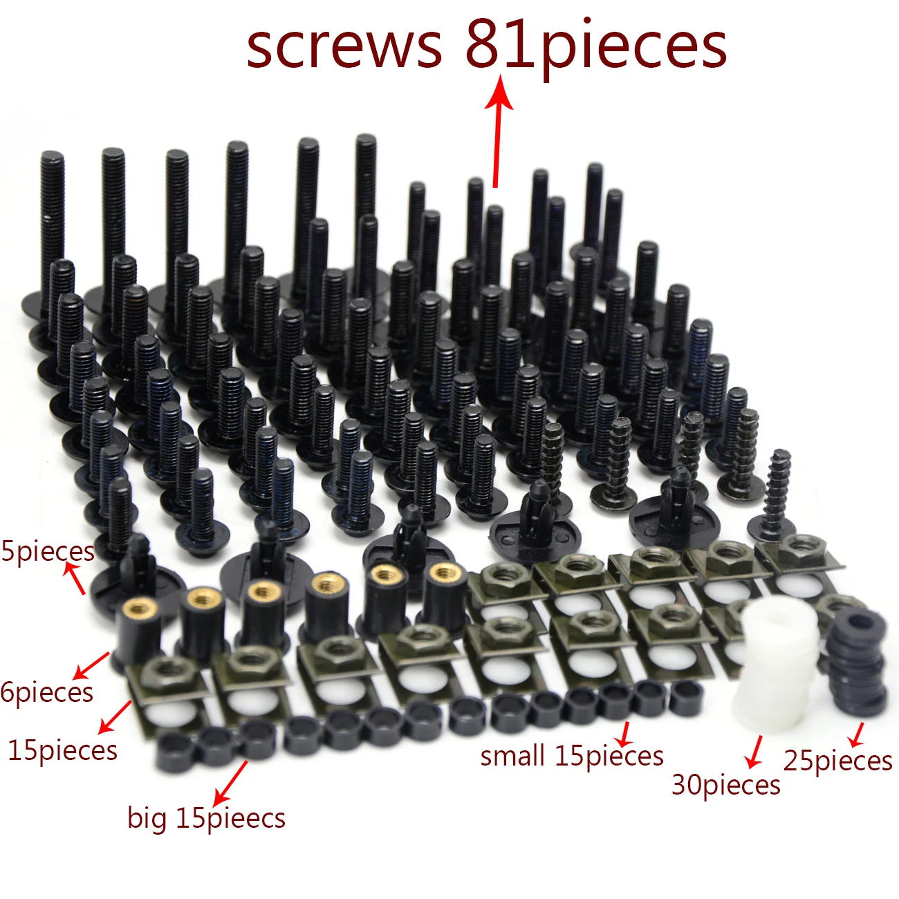 Один комплект аксессуаров для мотоциклов обтекаемый винт болт ветрового стекла