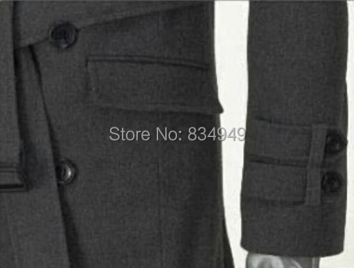 Custom Made Dark Grey Double Breasted Trench Coat Men Designer Winter Overcoat Long Cashmere Wool | Мужская одежда