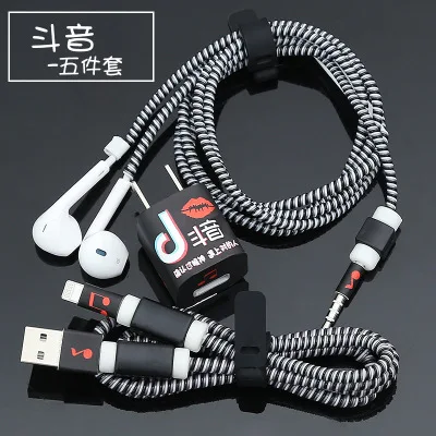 style 1 Забавный Единорог кабель наушники протектор набор с кабель Winder Bling наклейки USB зарядное устройство протектор сердцевины кабеля для iphone 6 7 8 X - Цвет: style 1