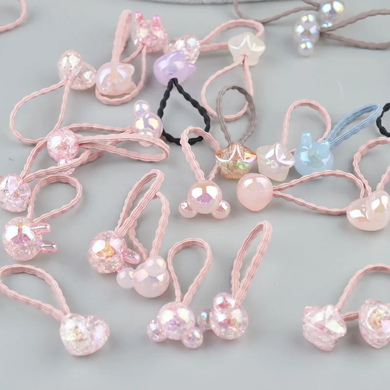 

2-10 piece Cute Bunny Star Princess Headwear Elastic Hair Bands Girls Sparking Mini Headdress Tie Gum Ropes Hair Accessories A42