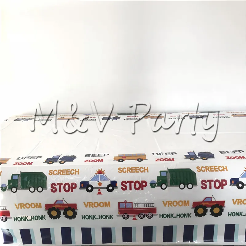 tablecloth 1pcs M&V Creative Cartoon Cars Theme Birthday Party Disposable Tableware Set Plate Cup Napinks Baby Shower Party Supplies Decorations - Цвет: tablecloth 1pcs