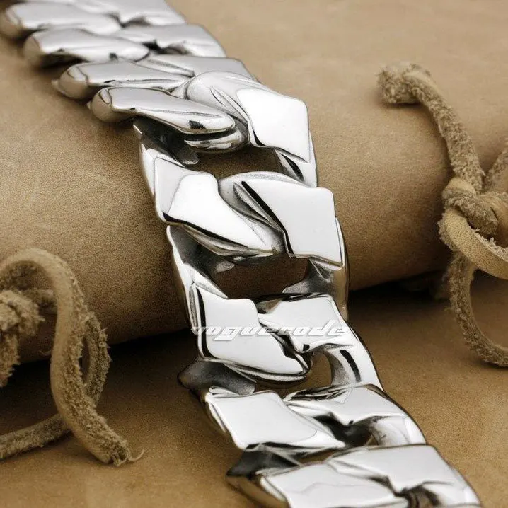 Огромный и тяжелый Блестящий Модный браслет в стиле панк Прочный Мужской
