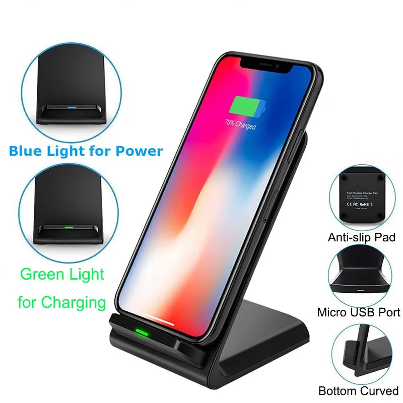 Qi Wireless Charger For iPhone X XS Max XR 8 for Samsung S9 S8 Note 9 Fast Wirless Charging Pad Docking Dock Station | Мобильные