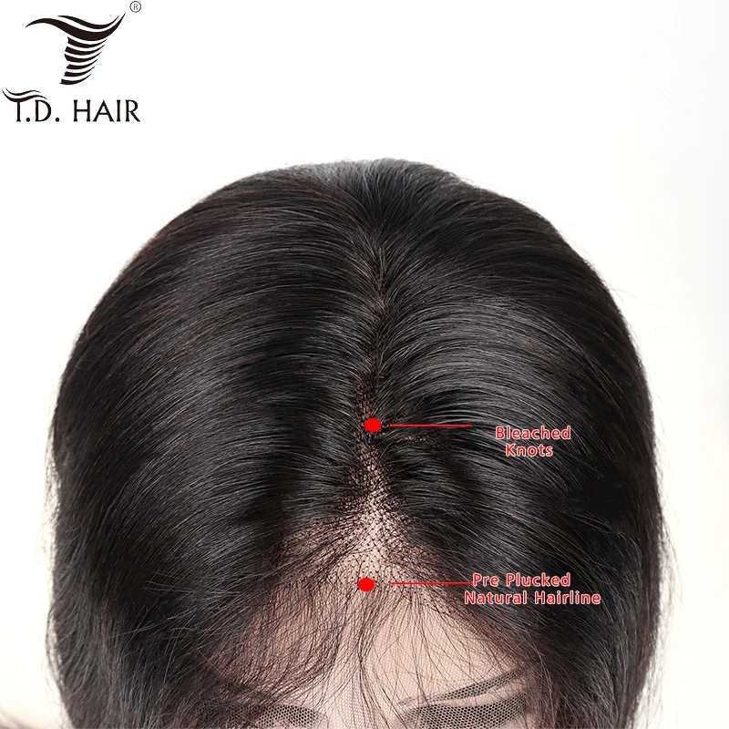 Tdhair бразильские Прямые 360 фронтальные парики шнурка предварительно сорвал с волосами младенца Remy человеческих волос парики шнурка для черных женщин 10-32 дюймов