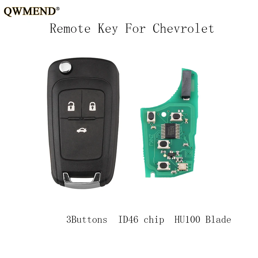 QWMEND 433/315 МГц Флип Полный дистанционный брелок для Chevrolet Malibu Cruze Aveo Spark Sail ключи 3