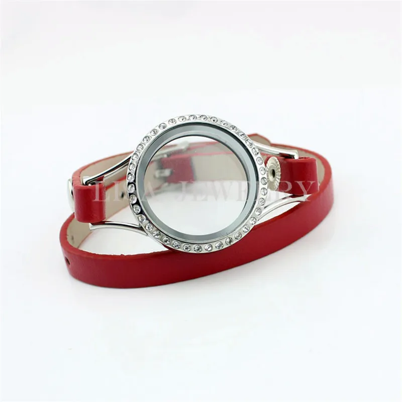 Горячая Распродажа Круглый красный кожаный браслет из нержавеющей стали 316L с