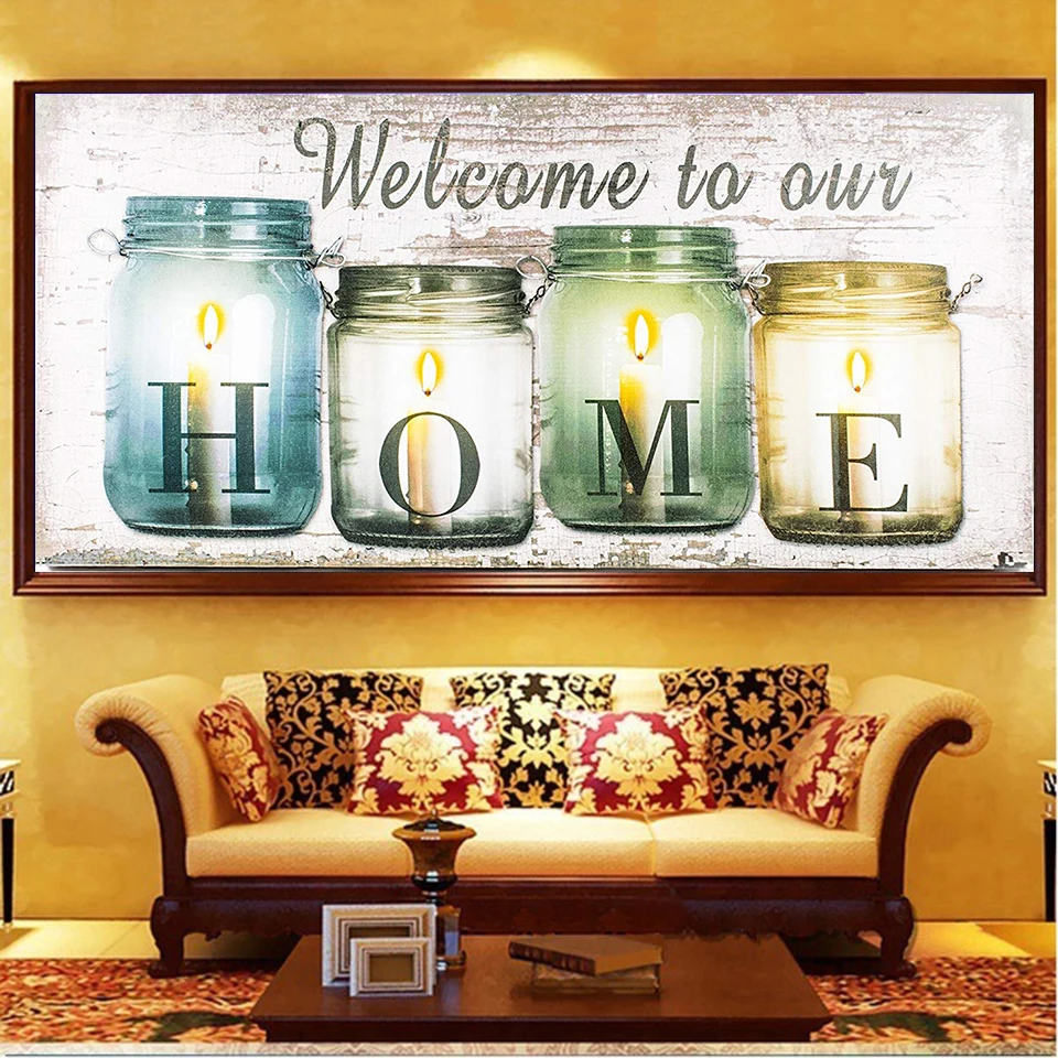 

Full Square/Round Drill 5D DIY Diamond Painting "Welcome To Our Home" 3D Mosaic Embroidery Cross Stitch 5D Home Decor Gift