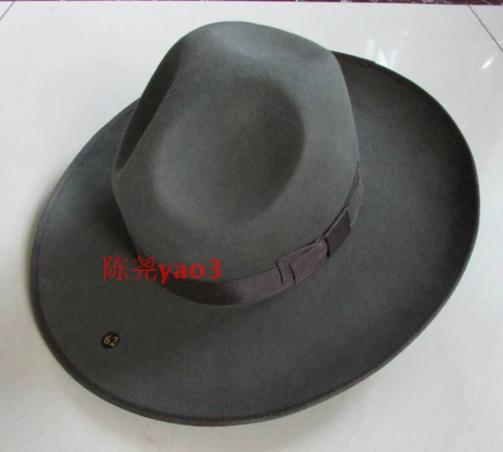 Men's 100% Woolen Fedoras Hat Wide Brim Oversize 12cm Woolen Hat Fashion Black Wool Felt Fedora Woolen Cap Equestrian Hat B-8127