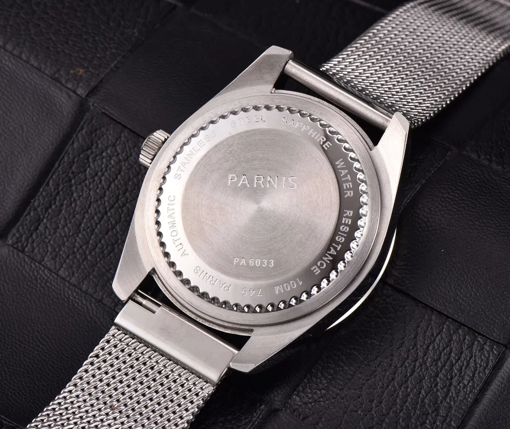 

2021 New Fashion Parnis 43mm Mechanical Men's Watch Ultra Thin 316L Stainless Band Self-Wind Automatic Miyota 8215 Movement 2021