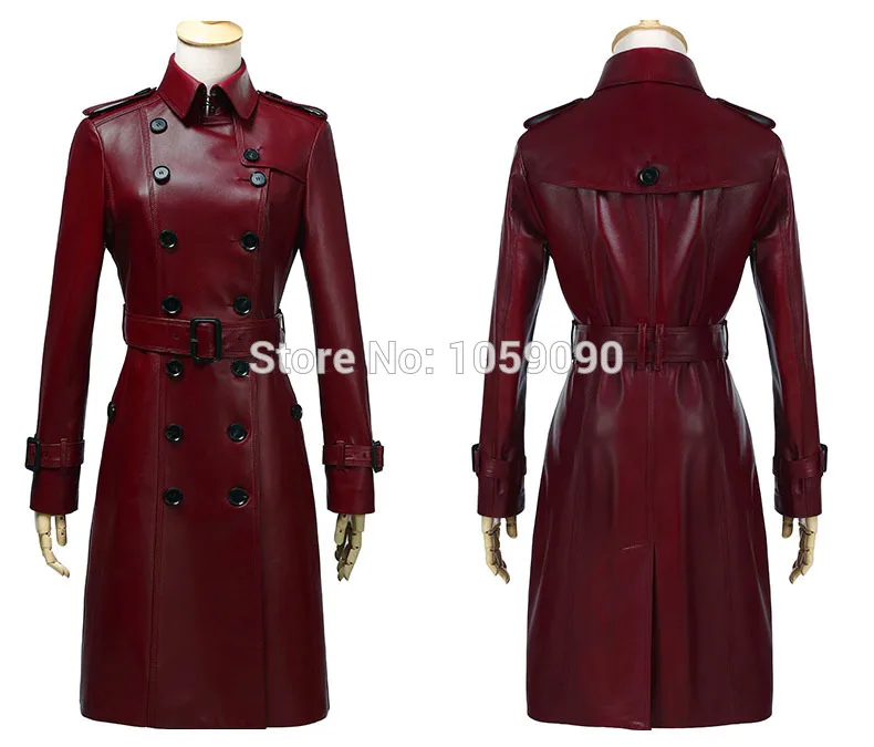 Женский двубортный тренчкот из 2017 натуральной овечьей шкуры модельное пальто