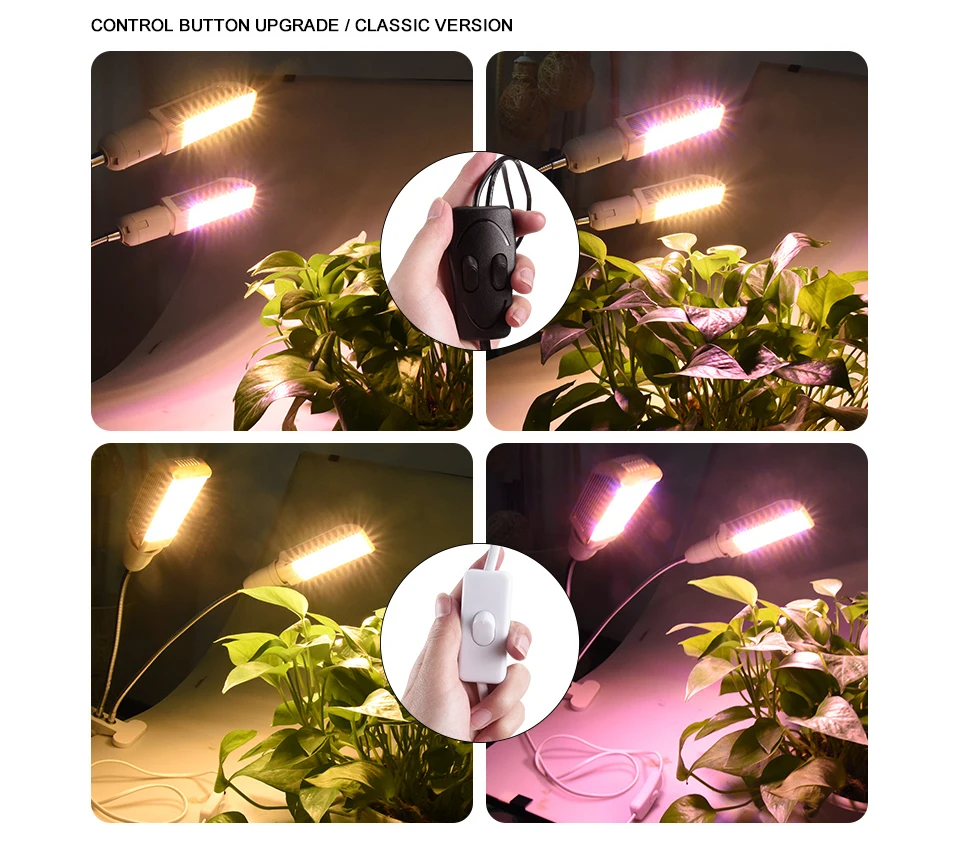 LED Grow Light Full Spectrum E27 Replacement Sunlight Phyto Growing Light for Plants Flowers AC 85-265V Clip-on Desk Grow Lamps