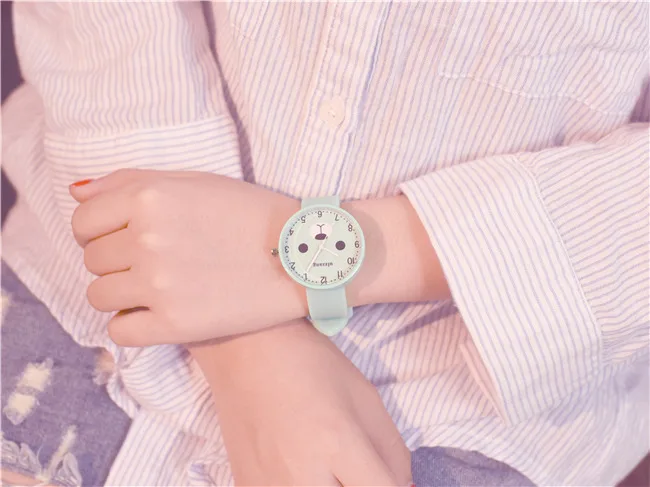 Ulzzang, модные брендовые Детские часы с милым медведем из мультфильма, удобные силиконовые детские кварцевые часы, простые наручные часы для девочек