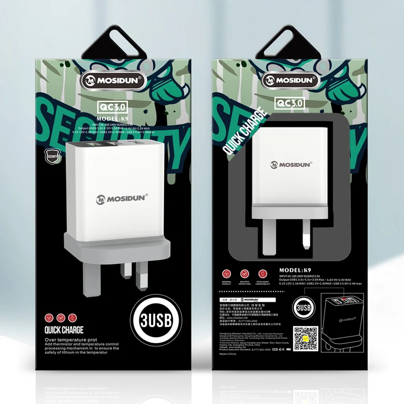 Универсальное быстрое зарядное устройство 3 0 UK PLUG USB для путешествий QC3.0