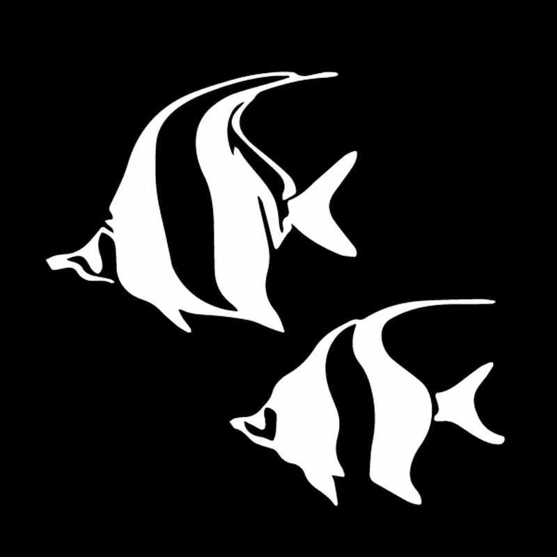 YJZT 14 7 см * 13 9 Angelfish силуэт виниловые наклейки рыбы автомобиля Стикеры