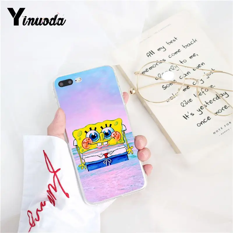 Yinuoda чехол с рисунком губки боба прозрачный мягкий для телефона iPhone 6S 6plus 7 7plus 8 8Plus