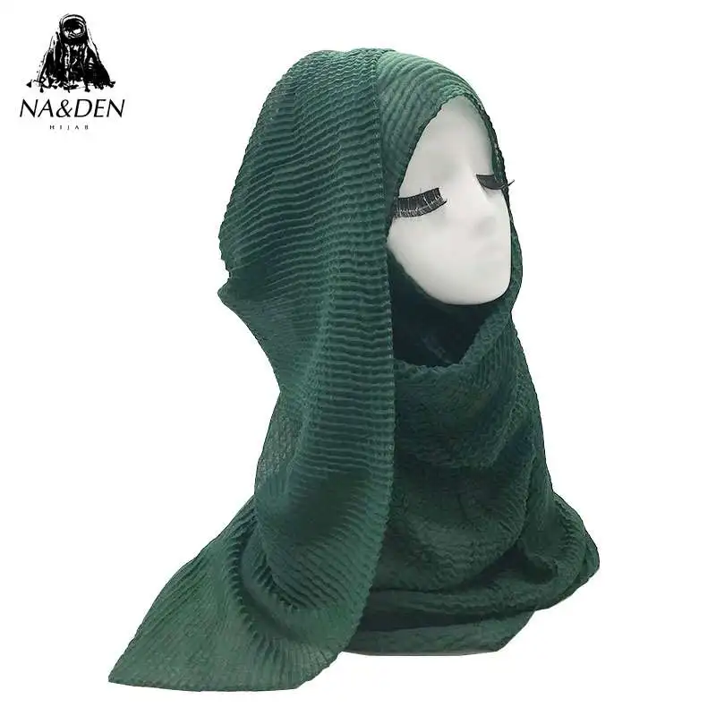 1PC Women Solid viscose scarf with pleated crinkled scarves muslim hijab eid shawl soft foulard wrap 12 Colors Fast Shipping |