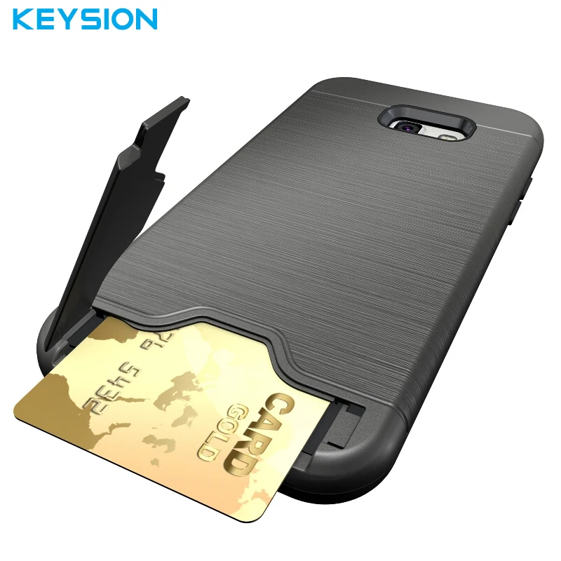Keysion Case For Samsung Galaxy A5 2017 A520 PC + Silicone Dual Layer Brushed Drawing Texture Built in Stand Card Cover |