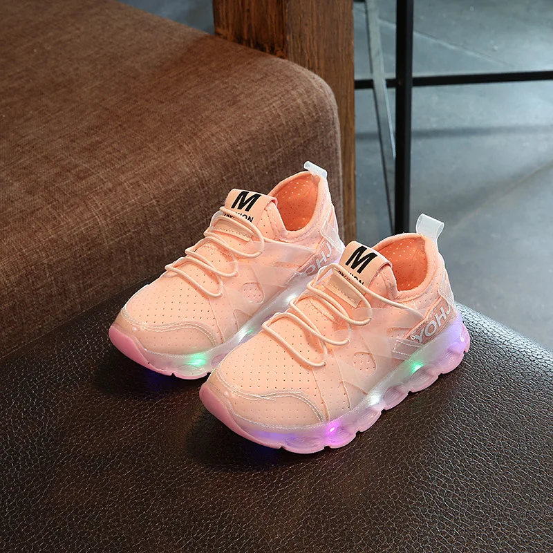 Кроссовки Детские сетчатые со светодиодной подсветкой модная повседневная