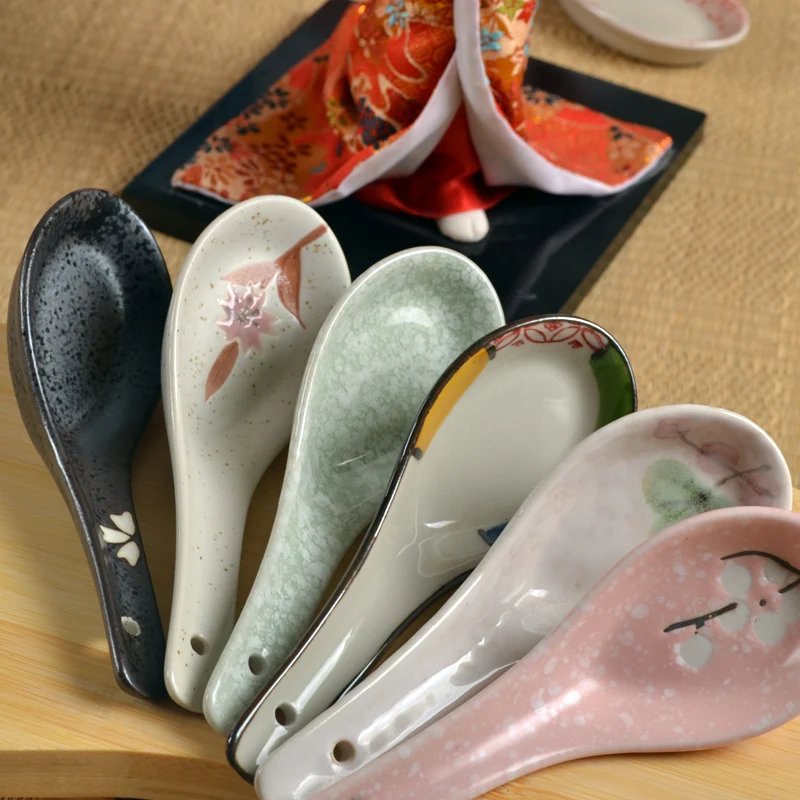 2 шт./лот винтажная ложка керамические ложки для супа маленькие риса домашняя